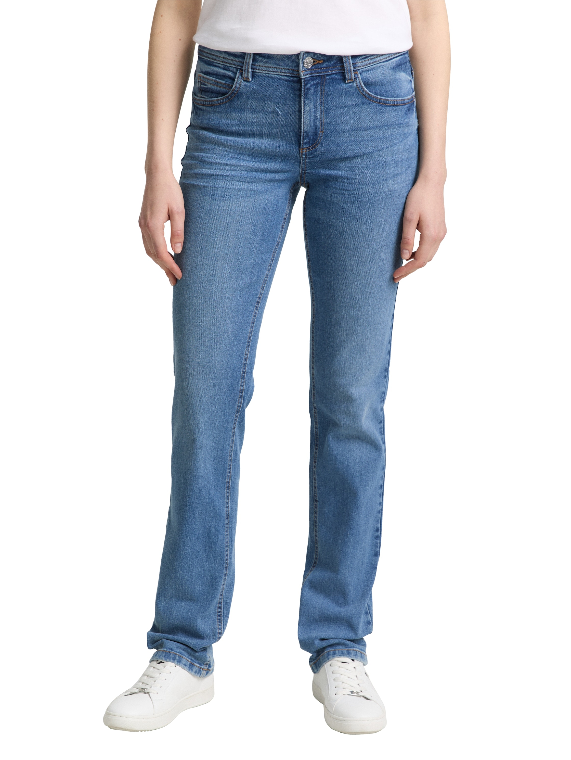 Straight-Jeans TOM TAILOR "Alexa Straight", Damen, Gr. 33, Länge 34, blau (light stone bright blau denim), Denim/Jeans, Obermaterial: 98% Baumwolle, 2% Elasthan. Futter: 65% Baumwolle, 35% Polyester, gerade lang, Jeans Straight-Jeans, in 5-Pocket-Form