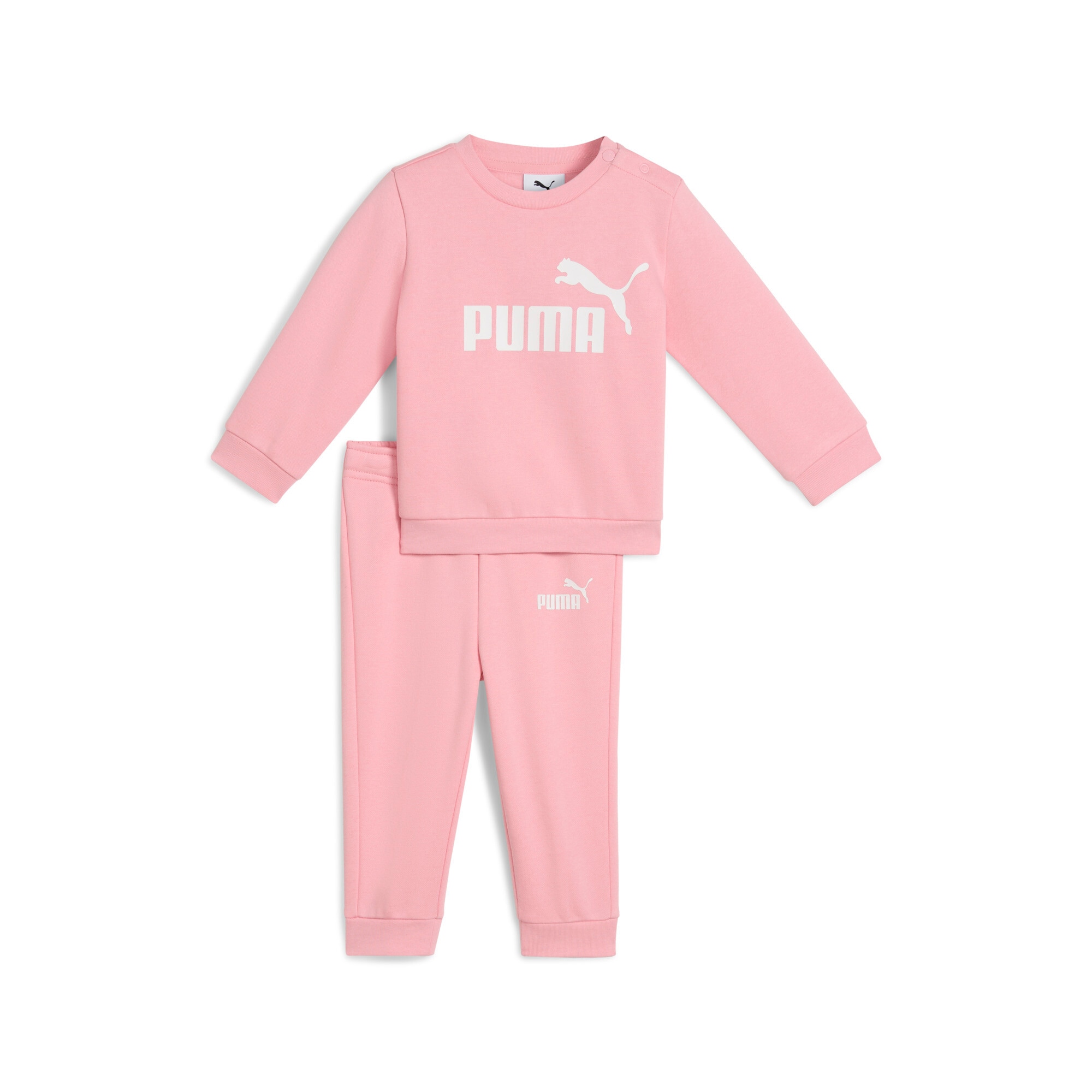 Trainingsanzug PUMA "MINICATS ESS CREW SET FL INF", Kinder, Gr. 92, rosa (pinkscape), Fleece, Obermaterial: 68% Baumwolle, 32% Polyester, unifarben, regular fit, Sportanzüge Image