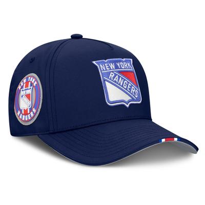 Herren Fanatics Navy New York Rangers 2025 NHL Draft Authentic Pro On-Stage Podium A-Frame verstellbare Mütze Image