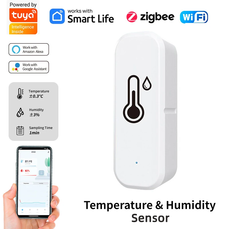 Tuya WiFi/ZigBee Temperatur Und Feuchtigkeit Sensor Smart leben APP Remote Innen Thermometer Für Home Arbeit Mit Alexa Google hause Image