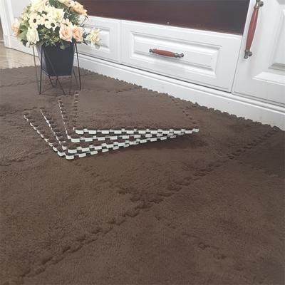 "TEMU 36pcs Interlocking Mat Tiles, Washable Eva Foam Floor Mats For Bedroom & Living Room, 11.8" X 11.8", Beige & Brown With White Border, Hand Wash Only, Cozy & Durable Home Decor" Image
