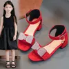 Kinder Sandalen High Heels Große Schleife Mädchen Prinzessin Schuhe für Party Hochzeit Performance Schuhe 2025, Sommer Neue Römische Schuhe Chic Süß