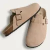 Damenschuhe Damen geschlossene Zehen Hausschuhe Kuh Wildleder Clogs Damen Sandalen Retro Mode Garten Maultier Clog Rutsche neu