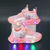 Disney Mädchen Freizeitschuhe Led Lichter Mesh Atmungsaktive Kinder Sport Gefrorene Prinzessin Elsa Rosa Schuhe Turnschuhe Größe 22-36