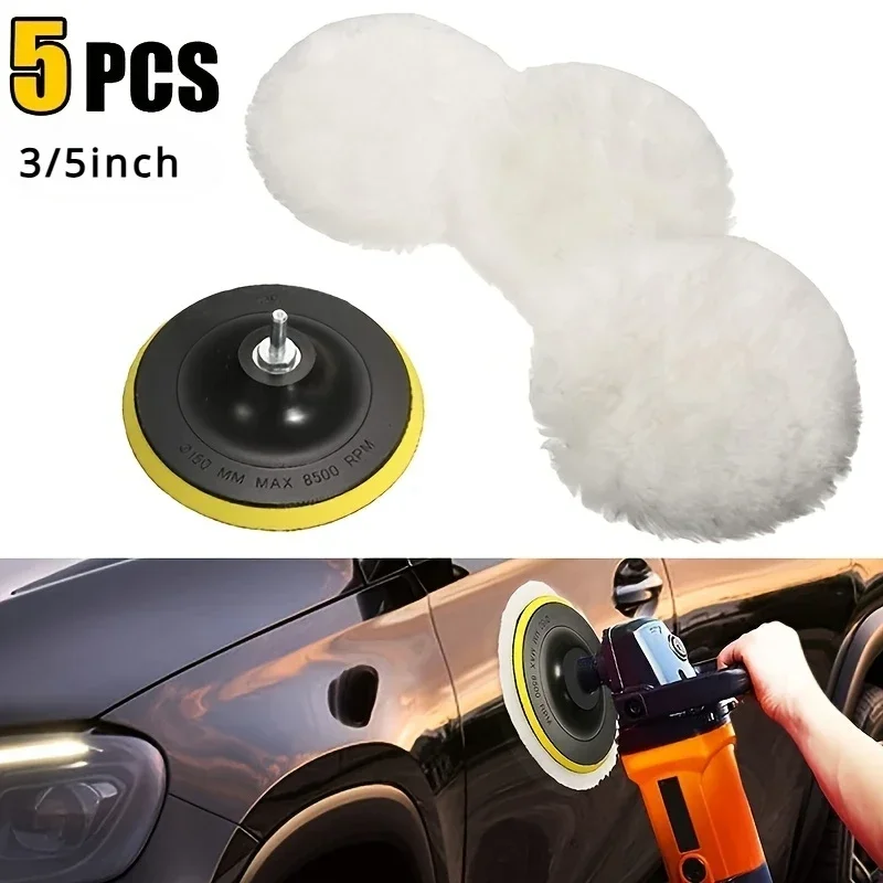5 Teile/satz Wolle Polieren Polieren Pad Polieren Polieren Rad für Bohrer Puffer Befestigung mit M14 Bohrer Adapter Image