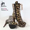 Exotische 15 cm 6 Zoll Plattform Stiefeletten Leopardenmuster Gothic Stripper Heels Runde Zehen Streifen Pole Dance Schuhe für Frauen Größe 35-44