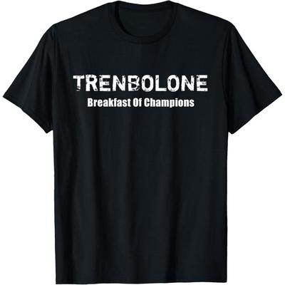 TEMU Men's Motivational T-shirt - Breakfast Of Champions Distressed Print 100% Cotton Black Casual Gym & Casual Attire Short Sleeve Round Neck Tee Gift For Bodybuilders, Workout Shirt, Print Shirt, Image
