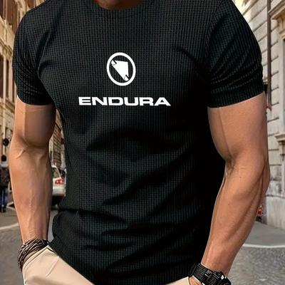 TEMU Men's Summer Print Short Sleeve T-shirt - Lightweight, Breathable Waffle Texture, Casual Crew Neck Tee For Casual Attire, Breathable Tshirt | Modern | Waffle Weave Fabric Image