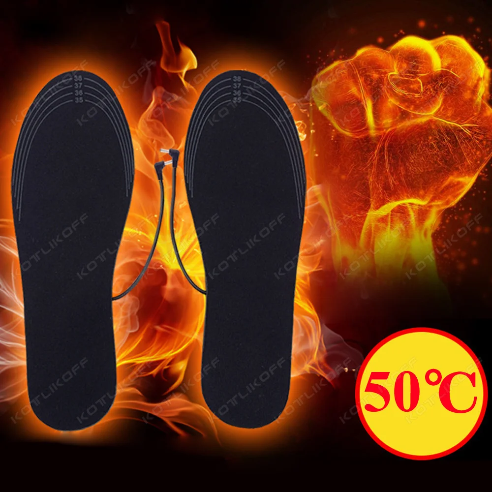 1 Paar Einlegesohlen, elektrisch beheizte Schuheinlagen, warme Socken, Fußheizung, USB-Fuß, Winterwärmer, Camping, Wandern, Wärmer, Zubehör Image