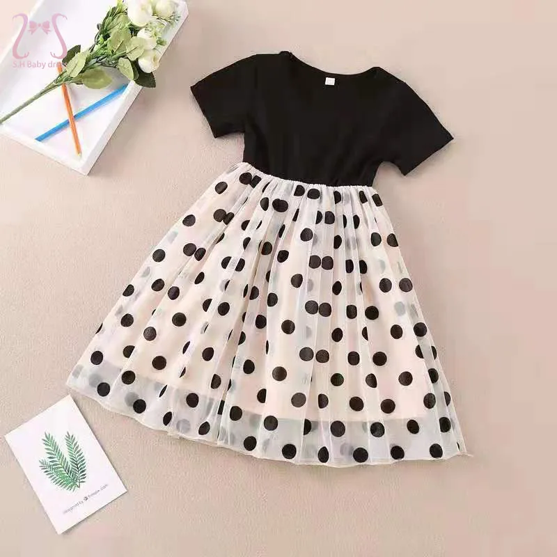 1-5 Y Schöne Kinder Kleidung Kurzarm Sommer Süße Baby Mädchen Kleid Punkte Mädchen Kostüm Kind Kleinkind Weiche kleider Täglichen Outfit Image