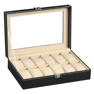 Watch Display Case For Men PU Leather Watch Organizer Box Watch Travel Organizer Tray Watch Collection Storge Holder For Women