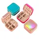 Mini scatola divisoria per gioielli portatile specchio PU Laser Travel-custodia compatta per anelli, orecchini, collane accessori per gioielli