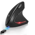 Mouse wireless verticale, modalità tricolore BT5.0/2.4G, design ergonomico 1600 DPI, mouse silenzioso ricaricabile per PC/Mac/laptop