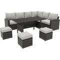 2025 New Patio Furniture Set 7 Pieces Outdoor Furniture with Soft Cushions and Coffee Table All-Weather Rattan Outdoor Patio Set for Balcony and Garden.