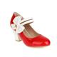 DSKHDZW Women Block Heel Court Shoes Patent Round Toe Wedding Heels Sweet Bow Ankle Strap Party Dress Pumps,red,10 UK