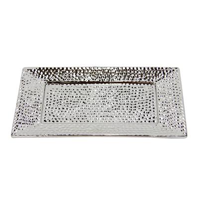 Dekotablett I.GE.A. "Keramik-Schale", silber, B:28cm H:2cm, Keramik, Dekoschalen, eckig Dekoschale silber Tablett Weihnachtsdeko Deko Advents-Tablett Image