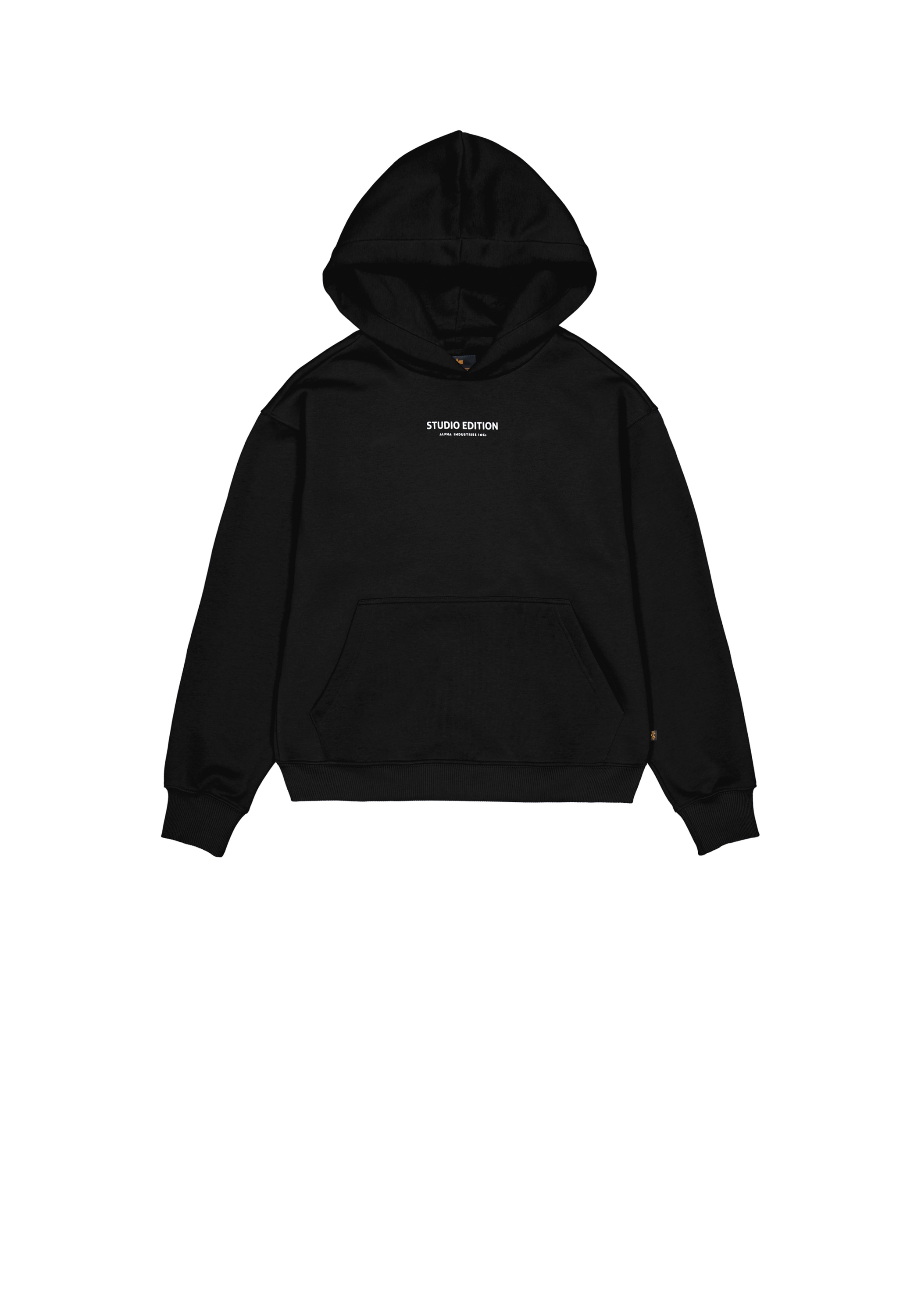 Hoodie ALPHA INDUSTRIES "Studio Edition Backprint Hoodie W", Damen, Gr. L, schwarz, Obermaterial: 80% Baumwolle, 20% Polyester, loose fit, Sweatshirts Hoodie