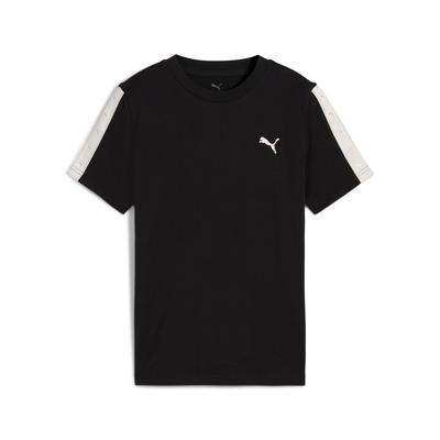 T-Shirt PUMA "ESS TAPE TEE G", Kinder, Gr. 152, schwarz (puma schwarz), Jersey, Obermaterial: 100% Baumwolle, bedruckt, sportlich, regular fit normal, Rundhals, Kurzarm, Shirts Image