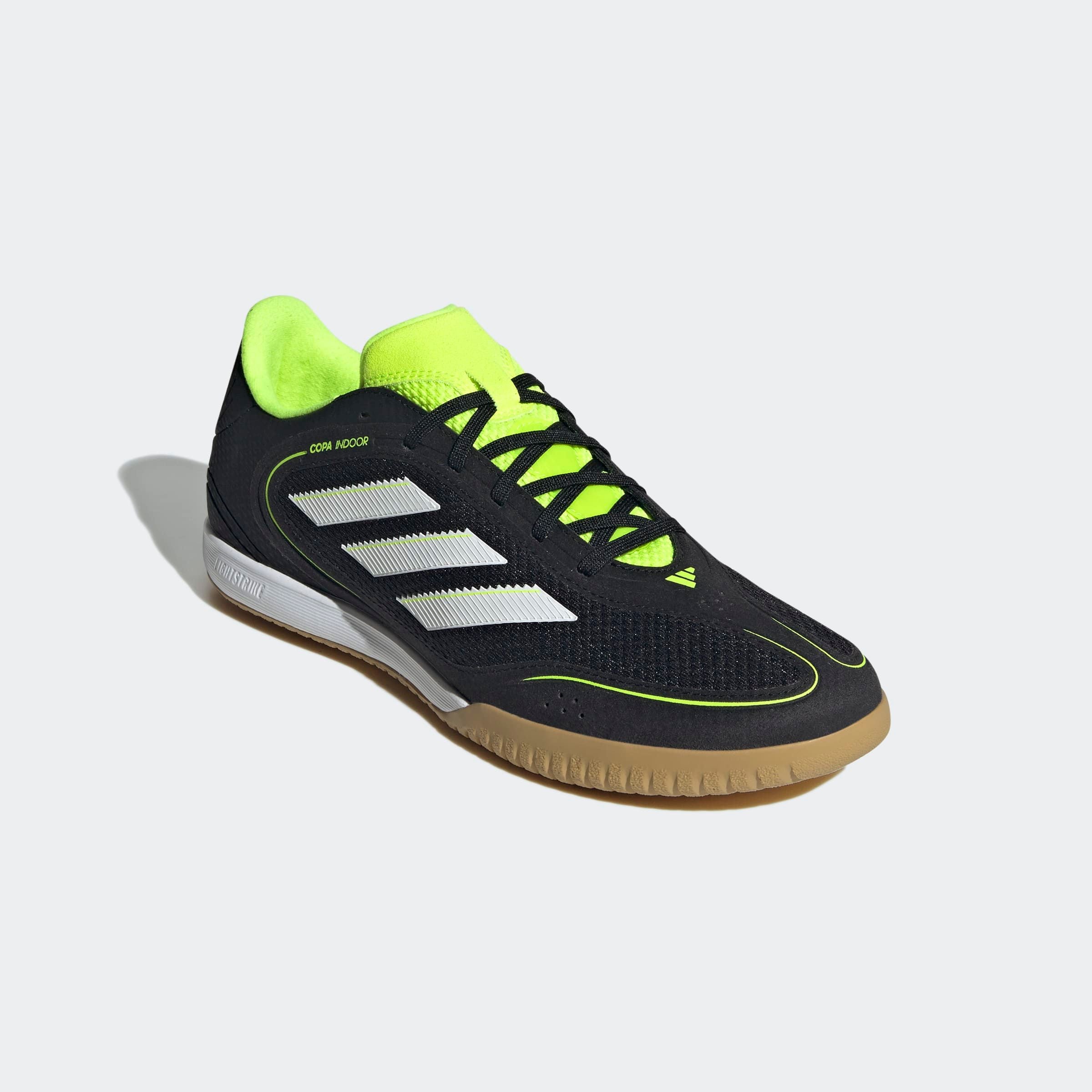 Fußballschuh ADIDAS PERFORMANCE "COPA COURT LEAGUE HALLEN", Herren, Gr. 44,5, weiß (core schwarz, cloud weiß, lucid lemon), Synthetik, Textil, Schuhe Fußballschuh, geeignet als Hallenschuhe