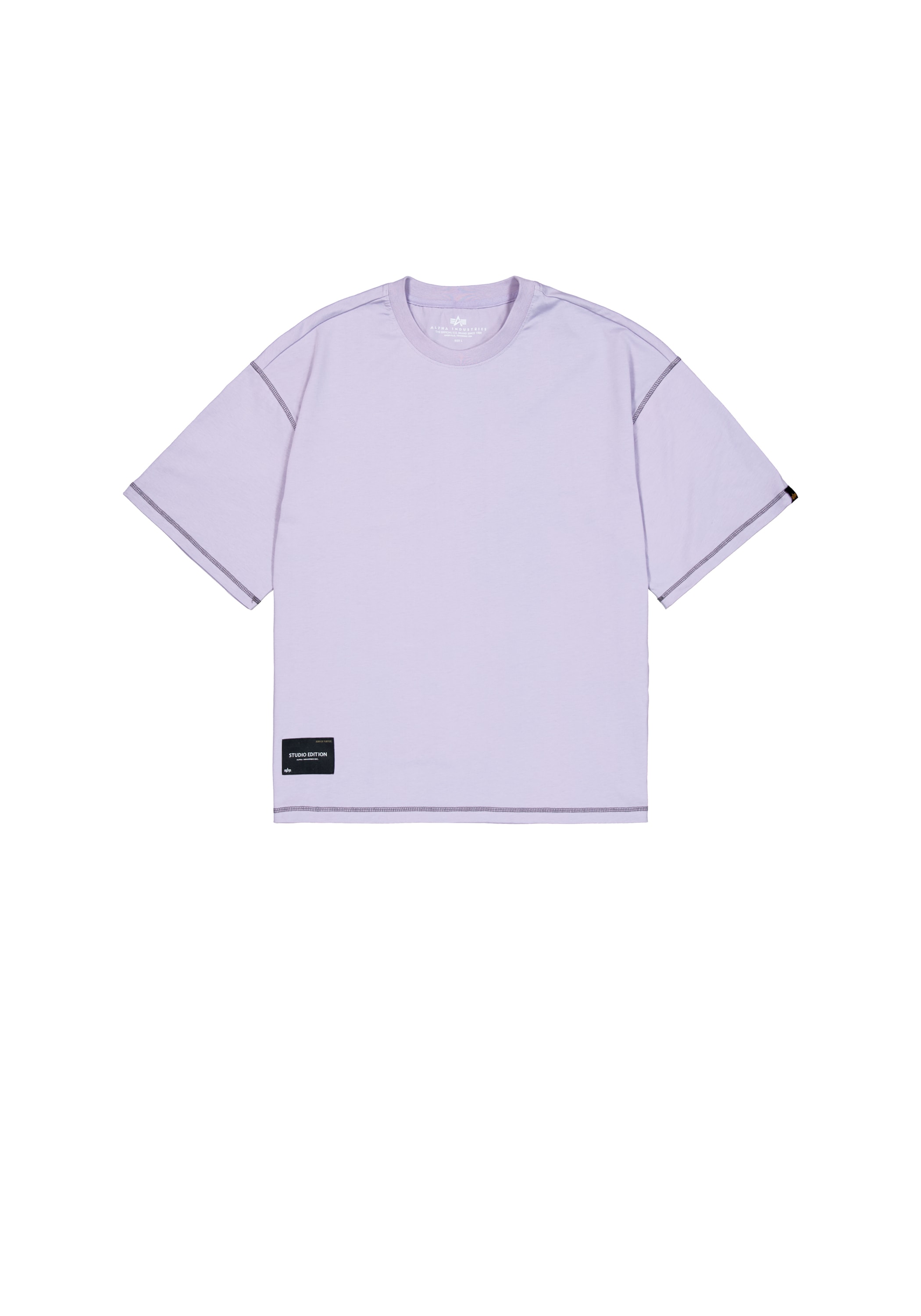 T-Shirt ALPHA INDUSTRIES "Studio Bubble Backprint T-Shirt", Herren, Gr. M, lila (pale violet), Obermaterial: 100% Baumwolle, Shirts T-Shirt