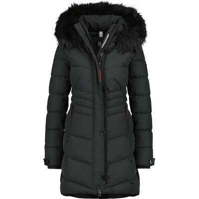 Winterjacke ALIFE & KICKIN "Damen AmaliaAK A", Damen, Gr. S, schwarz (moonless), 100% Polyester, casual, tailliert Po-bedeckend, Rippbündchen, Jacken, Lange gefütterte Damenwinterjacke mit abnehmbarer Kunstfellkapuze Image
