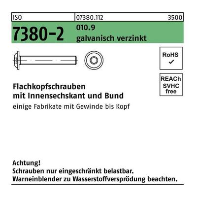 Flachkopfschraube iso 7380-2 m.Bund/Innensechskant m 5 x 25 010.9 galvanisch verzinkt Image