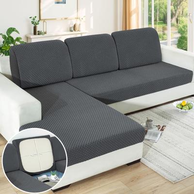 TEMU Stretchable Sofa Cover With Elastic Bottom - Machine Washable, Fits L-shaped & Soft Lounger Cushions, Home Decor, 1pc, Cacard Image