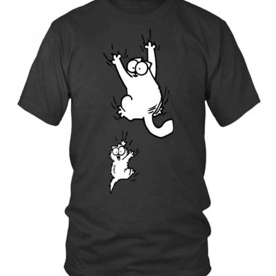 TEMU Men's Bohemian Style Cat Lovers Graphic T-shirt- 's Cat& Kitten Print, Black With , Regular Fit Round Neck, Sizes S-5xl, Casual Wear, Cat Tshirt Image