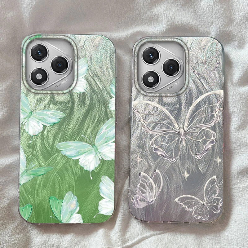 Für Honor 400 200 Smart Magic 5 Magic6 Magic7 X9a X9b X9c X8a X8b X7c Telefon Fall Luxus Silber Schmetterling Muster Gradienten Abdeckung Image