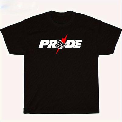 TEMU Men's Pride Fighting Tournament -shirt - Black, Sizes S To 5xl, Cotton, Casual Round Neck, Short Sleeve, Fit Image