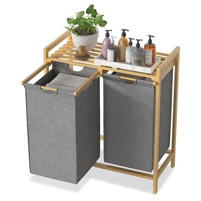 TEMU 2 Compartments Laundry Basket Laundry Sorter With Shelf, Mit Removable Laundry Bags, Separator Hamper For Bedroom Laundry Room, Laundry Baskets Image