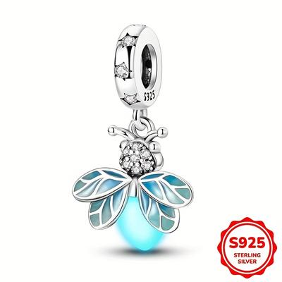 TEMU 925 Silver Firefly Pendant, Suitable For Original 3mm Bracelets, Elegant And Luxurious Style, Women's High-end Jewelry Gift, Wedding Party Accessor Image