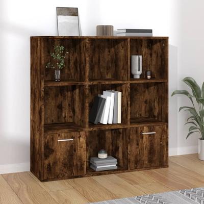 TEMU Bookcase Smoked Oak 98x30x98 Cm, Fireplace Mantel Shelf, 7 Compartments, Moisture Resistant, Easy To Clean Image