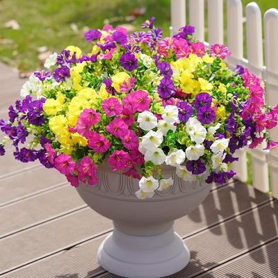 TEMU 12pcs Uv-resistant Artificial Flowers - Vibrant Multicolor Outdoor/indoor Decor For Porch, Patio, Window Boxes - Weatherproof Plastic , No Maintenance, Home & Outdoor Use, Best For Christmas Image