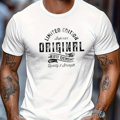 TEMU Men' And White Patterned Short-sleeve T-shirt For Summer Casual Wear. Image