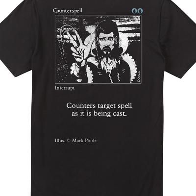 TEMU Magic: Mens Counterspell Graphic T-shirt - Black Casual Short Sleeve Tee With Card Art & Spell Rules Print, Durable Heat Transfer Design, Regular Fit For Gaming Fans Image
