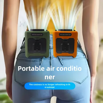 20000mAh Outdoor Portable Waist Fan Hanging Neck Fan Strong Wind with Power Bank LED Lighting for Sports Courier Outdoor Working