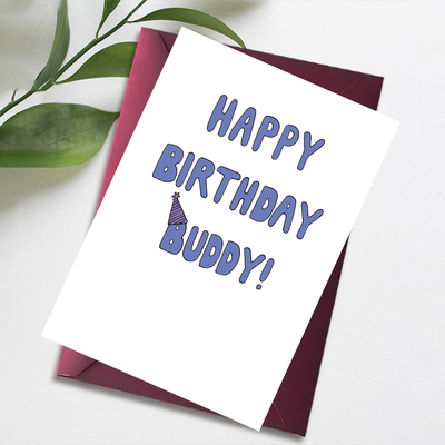 TEMU 1pc Happy Birthday Buddy Greeting Card For Anyone - Personalizable Friendship Celebration Note Card With Envelope Image