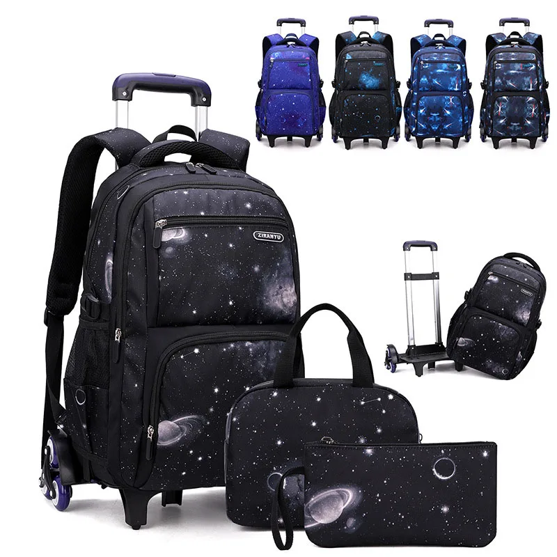 con portapranzo Trolley Borse da scuola Zaino con ruote per ragazzi Borsa con ruote Bagagli per bambini Borsa da scuola primaria per la scuola media