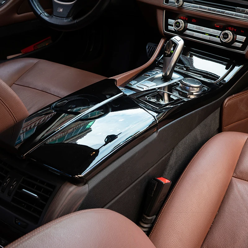 Per BMW Serie 5 F10 F11 520i, copertura in fibra di carbonio per bracciolo centrale, copertura per vano portaoggetti, copertura decorativa per pannello del cambio, ricambi auto
