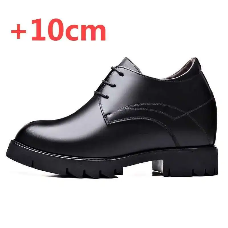 Men's Elevator Shoes Leather Dress Shoes Hidden Heels 10CM 12CM Height Increased Shoes Wedding Shoes Man Extra 10cm Height Shoes