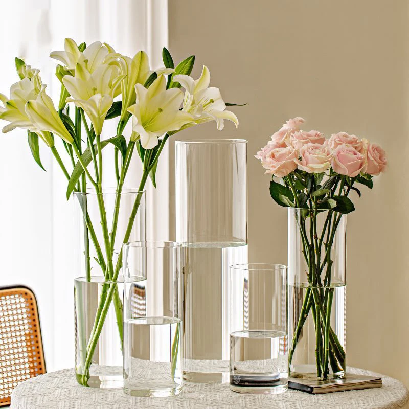 Licht Luxus Vase Ins Stil Zylinder Vase Transparente Blume Vase Wohnzimmer Dekoration Vase Haushalt Hydrokultur Pflanzen Tasse Image