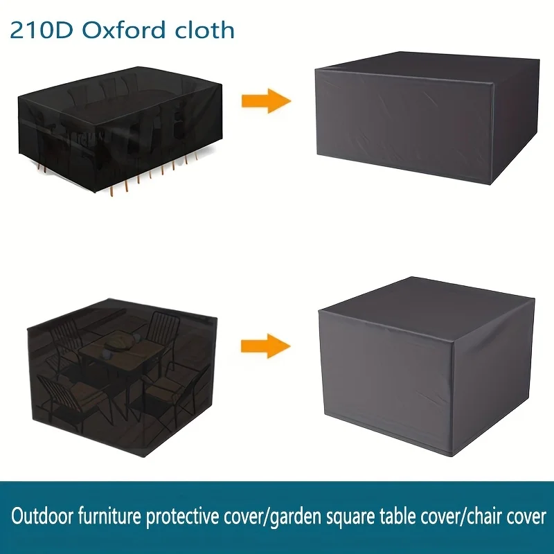 Staubschutzhülle für Gartenmöbel im Freien, quadratisch, Oxford-Stoff, für Gartentisch und Stuhl, Sonnenschutz, Regenschutz