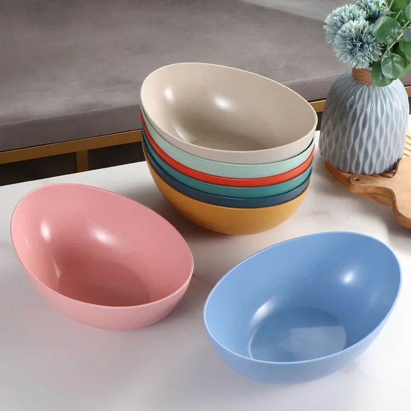 Umweltfreundliche Weizenstroh Haushalt Schüssel Große Küche Obst Salat Gemüse Schüssel Kreative Mikrowelle Lebensmittel Schüssel Heißer Verkauf Image