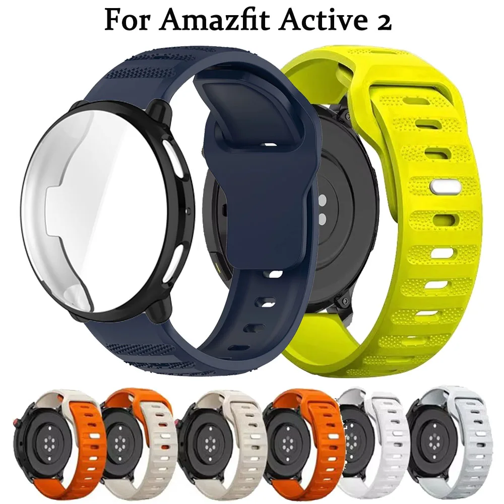 Silikonarmband + TPU-Hülle für Amazfit Active 2 Sport, atmungsaktiv, ersetzt Armband für Amazfit Active 2 Displayschutzhülle Image
