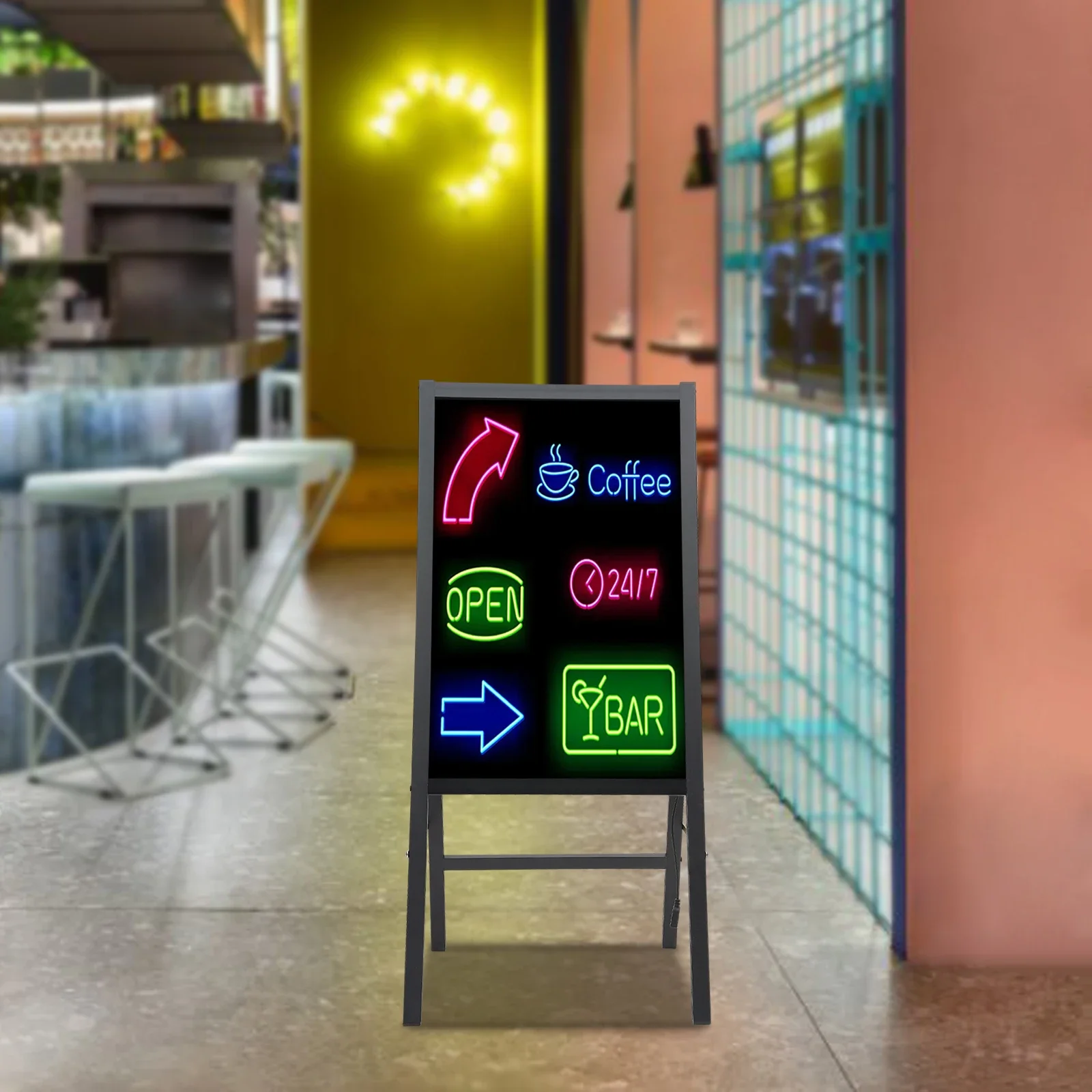 Stehende LED-Schreibtafel, Nachrichtentafel, 40 x 60 cm, leuchtende Werbetafel mit Fernbedienung und 8 Neonstiften, LED-Anzeigetafel Image