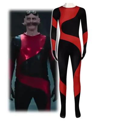 Evil Dr Eggman Cosplay 3D Gedruckt Schwarz Rot Kostüm Overall Outfit Uniform Halloween Karneval Party Anzug für Erwachsene Mann Image