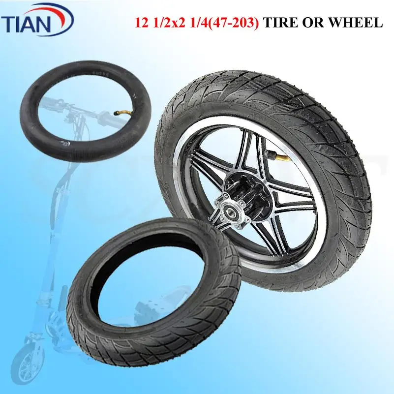 12-Zoll-Reifen 12 1/2x2 1/4 47-203 Reifen und Schlauch passend für Elektrofahrräder, Babytrage, Babytrage, zusammenklappbares Elektrofahrrad Image