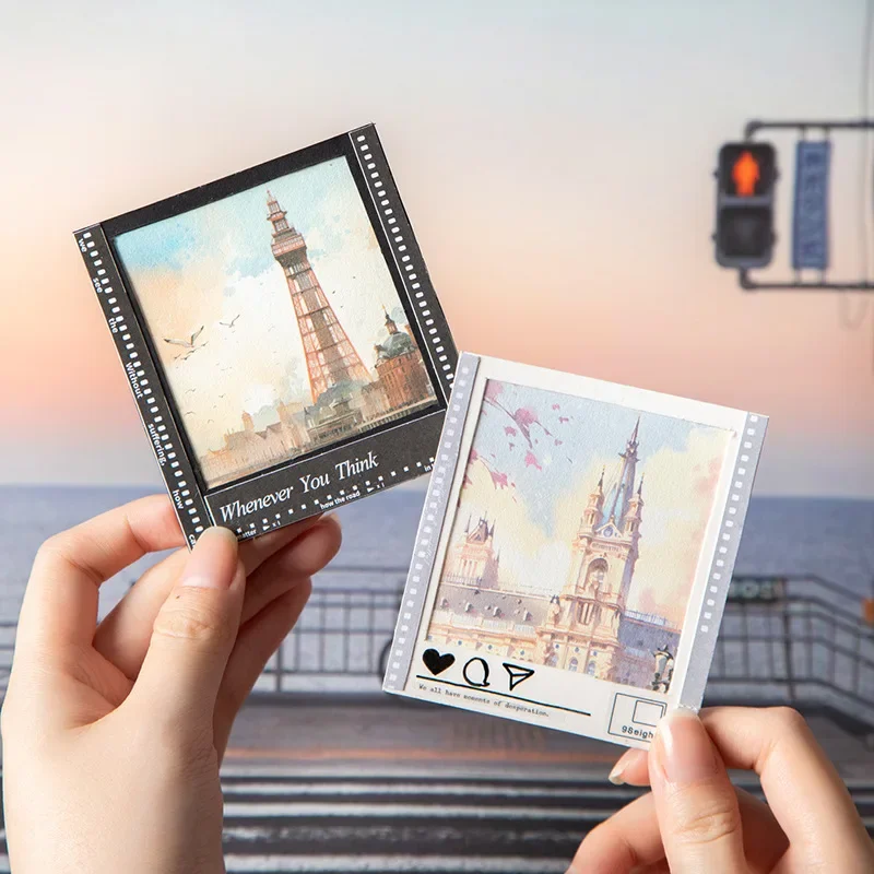 1 Packung/2 Packung handgemachte Memo Reise Landschaft 50 Stück/Packung Material Traumjagd Schreibblöcke Papier Hintergrund Notizbücher Sammelalbum Image