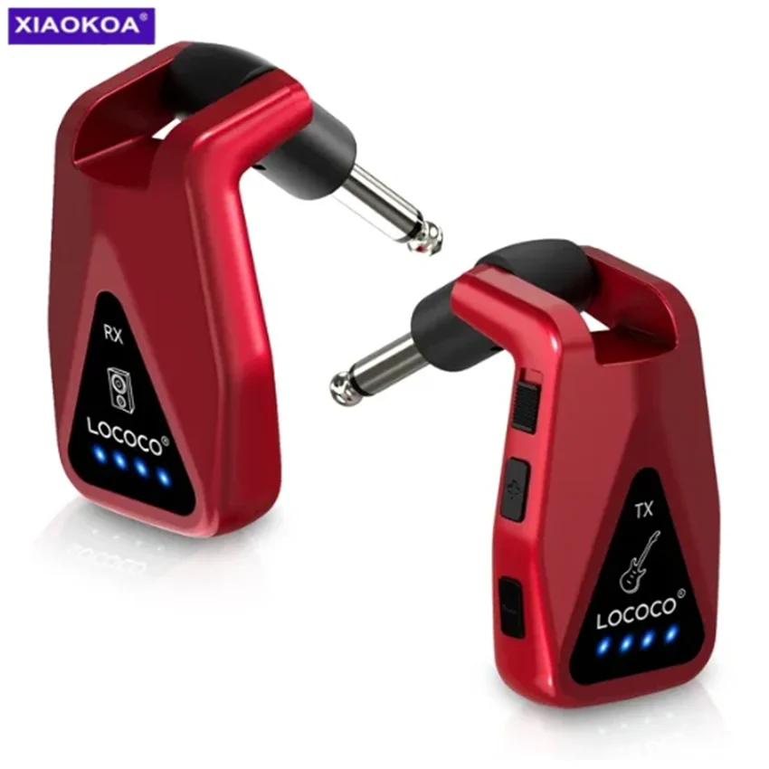 XIAOKOA Drahtloses Gitarrensystem UHF 4-Kanal Drahtloser Gitarrensender und -empfänger für E-Gitarren-Bassverstärker Image